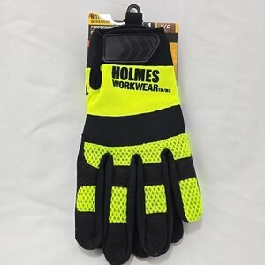 NWT Holmes Workwear Performance Gloves Mens Large Neon Green Black